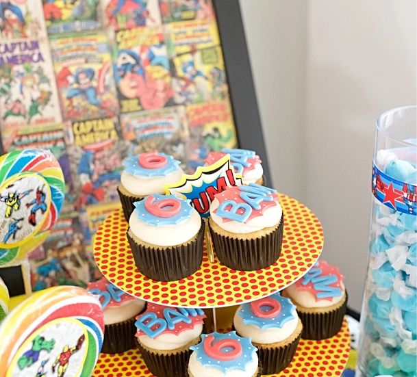 superhero party bam cupcakes 6th birthday