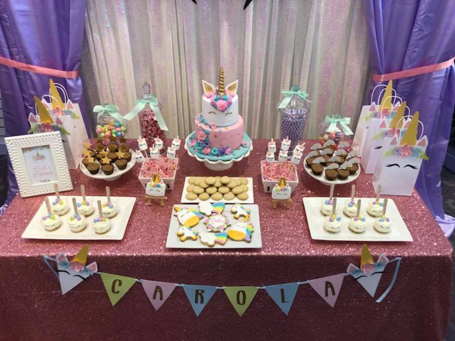 unicorn party dessert table