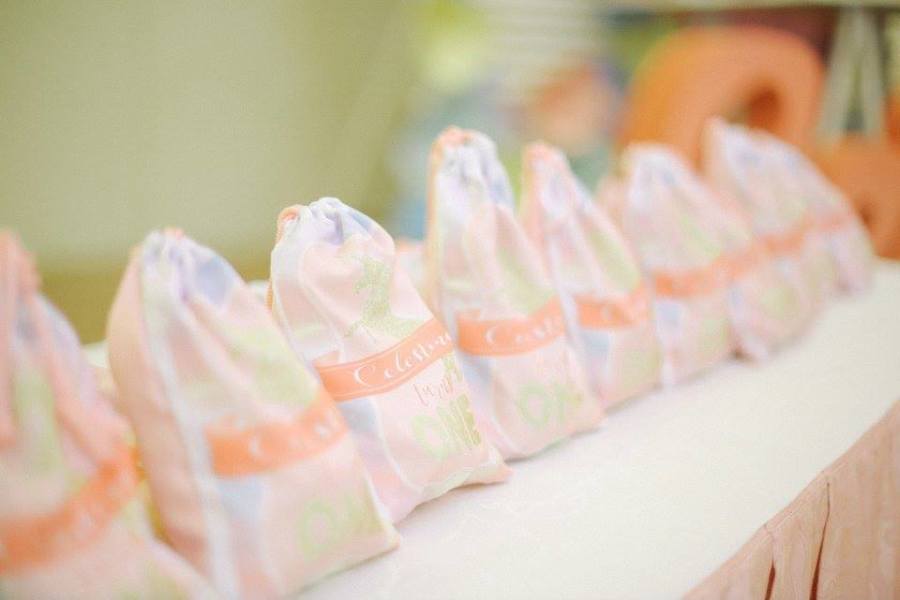 Whimsical Unicorn Party pink favor bags