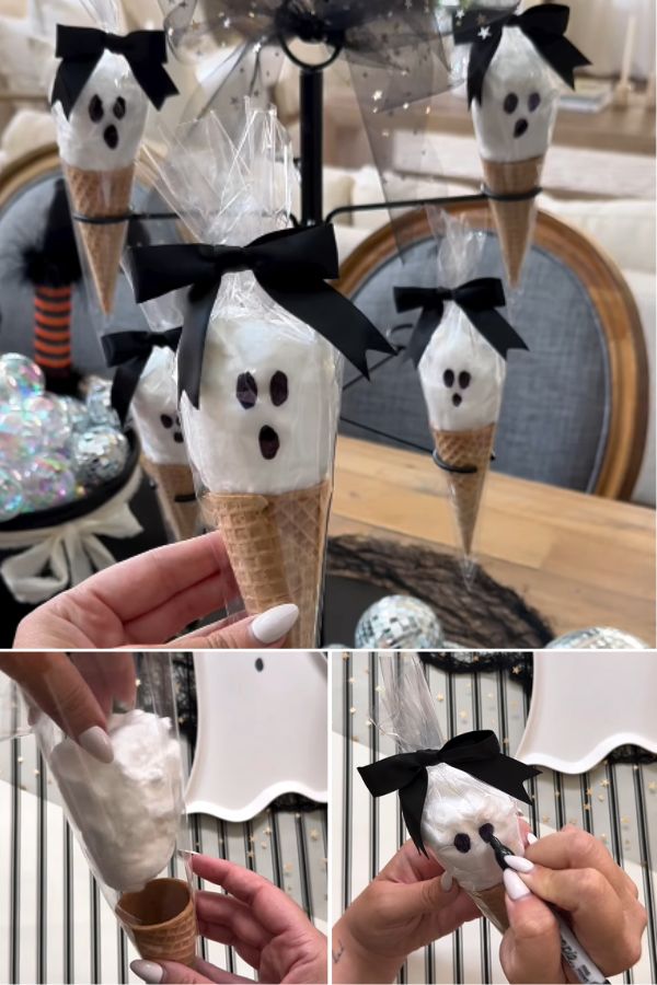 Ghost Cotton Candy Cones
