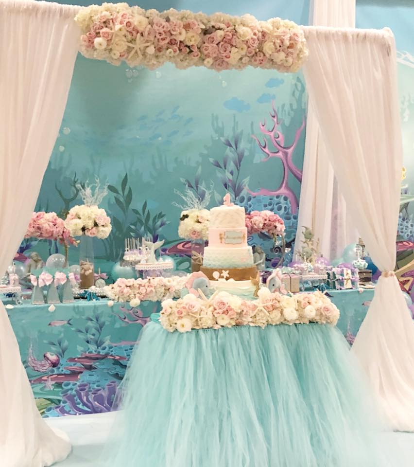 mermaid birthday candy bar tablescape