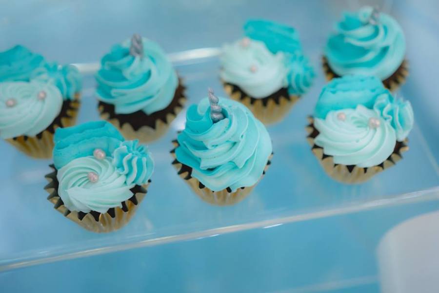 Pastel Blue Unicorn Birthday cupcakes