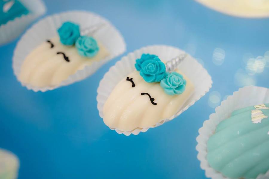 adorable blue floral unicorn sweets