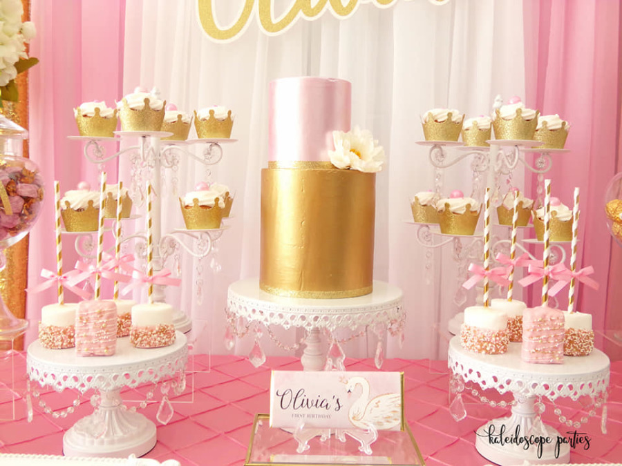 pink and gold princess cake