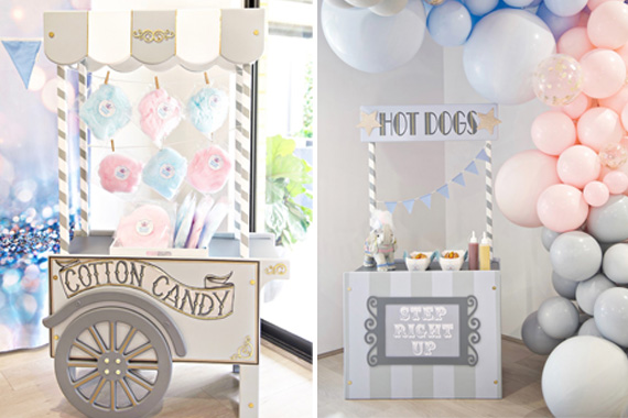 circus cotton candy bar and popcorn station