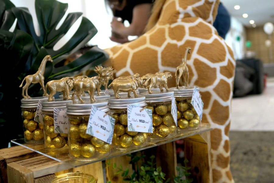 gold balls jar favors with