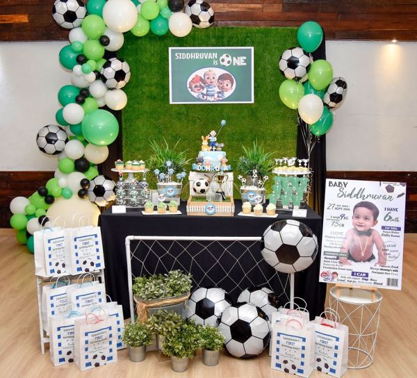 soccer themed first birthday tablescape