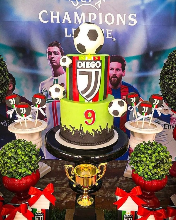 3 tiered soccer party cake