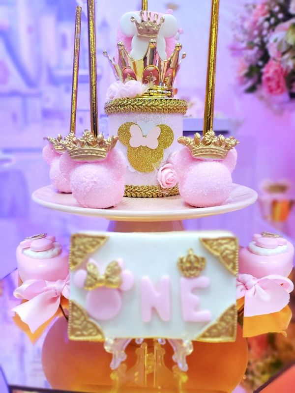 Gold Tiara Pink Minnie Cakepops