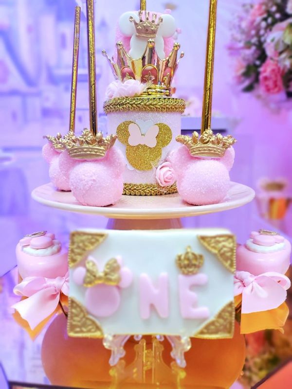 Pink And Gold Minnie Mouse First Birthday