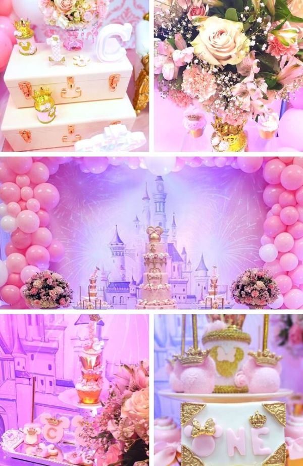 Pink and Gold Minnie Mouse First Birthday Tablescape