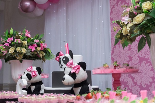 first birthday pink panda cake