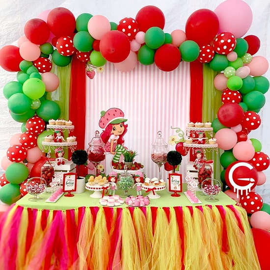 Strawberry Shortcake dessert table setup