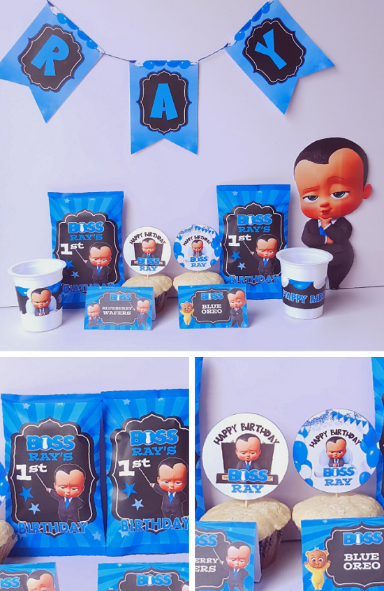 Blue Boss Baby First Birthday Setup tablescape
