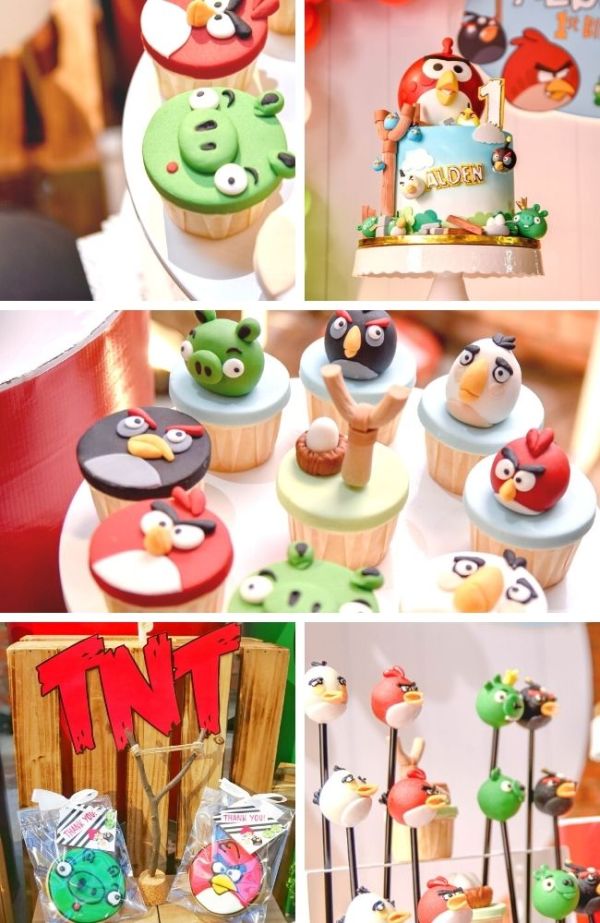 Fun and Colorful Angry Bird First Birthday Party tablescape