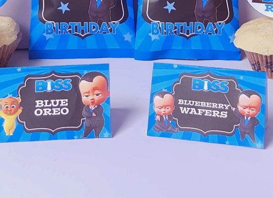 blue boss baby party menu cards