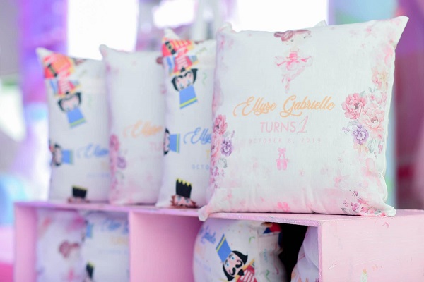 Nutcracker Ballerina custom cushions for first birthday