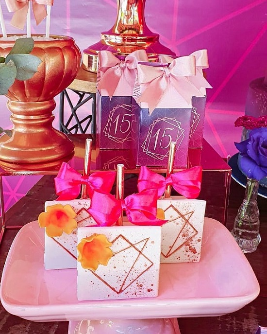 Rose Gold and Pink Geometric Birthday treats and sweets