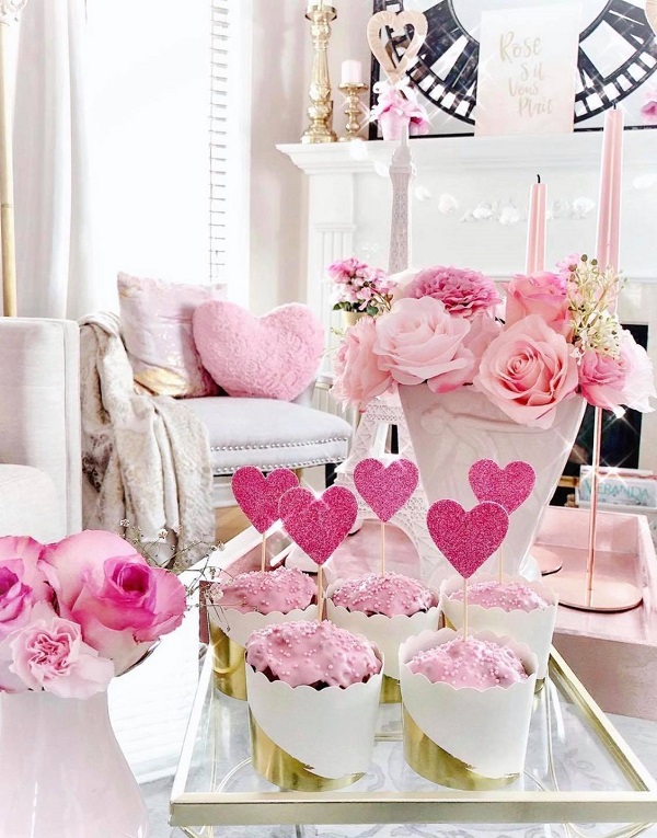 elegant pink glitter cupcake toppers