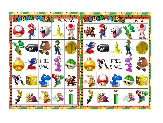 Super Mario Brothers Bingo 10 card printable