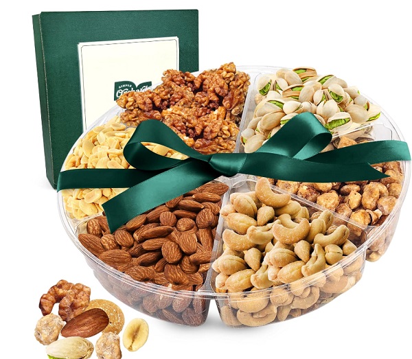 Fathers Day Gift Basket - Nuts Gift Basket Platter With a Variety of Freshly Roasted Nuts