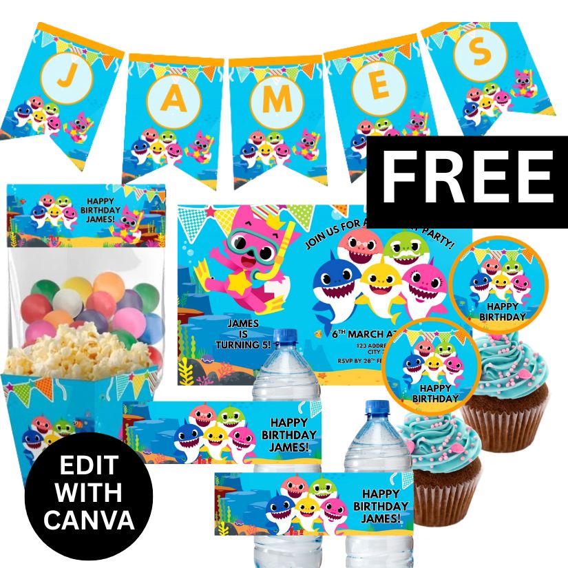 free baby shark party printable