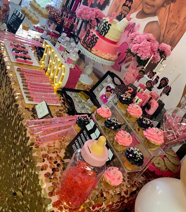 girl boss baby dessert table