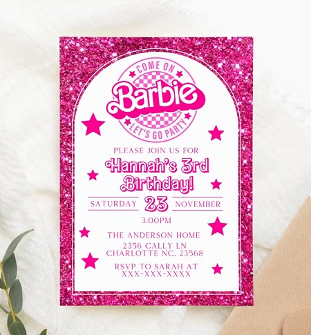 Editable Barbie Invitation