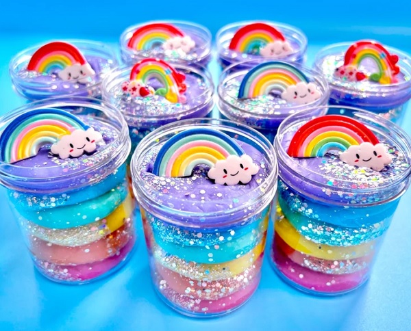 Rainbow Play dough Jars