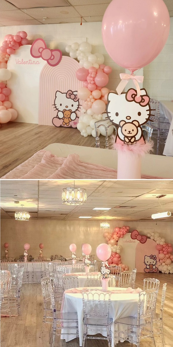 delicate pink hello kitty birthday decorations