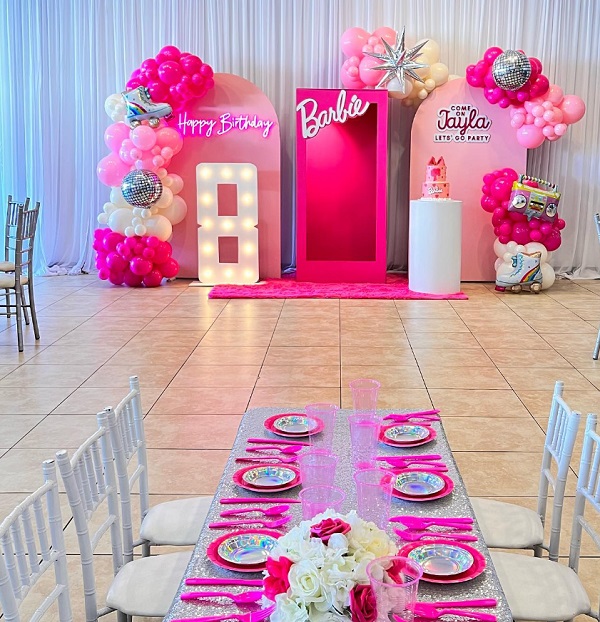 fully decorated Barbie Birthday Party