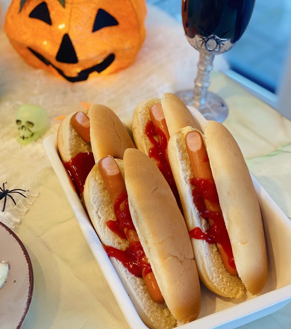 halloween theme food sausage finger hot dog