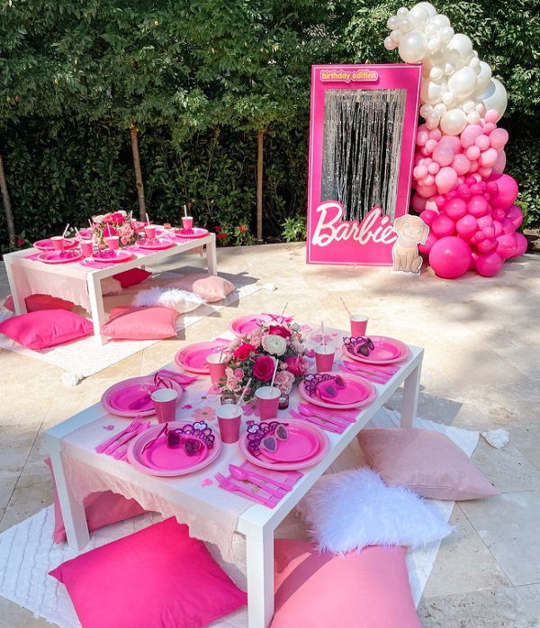 picnic style outdoor barbie party theme