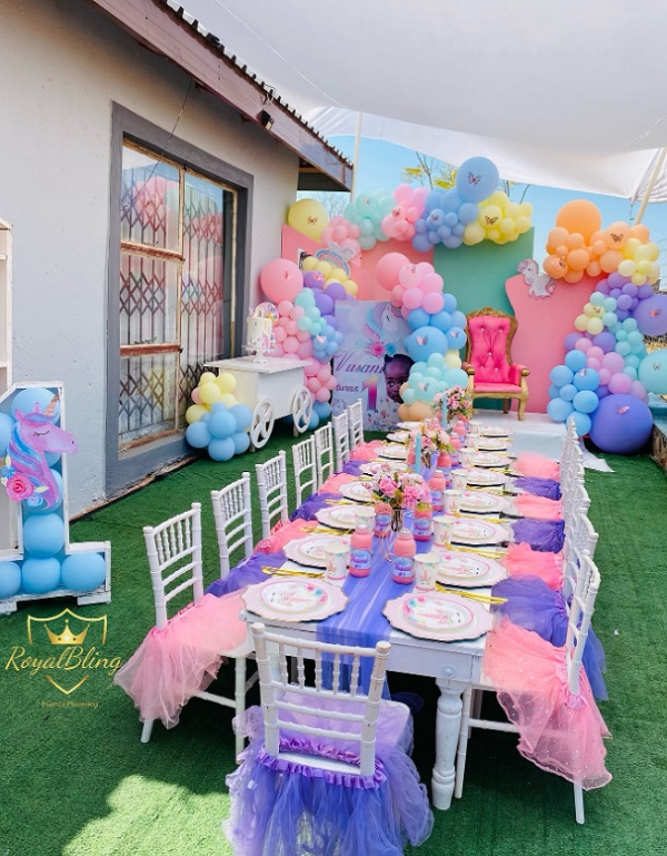 tulle skirt for chairs Magical Unicorn Birthday Party Ideas