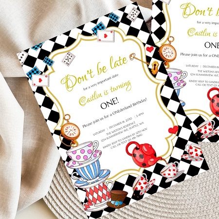 whimsical Alice in Wonderland Invitation Template