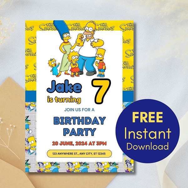 free editable the simpsons invitation