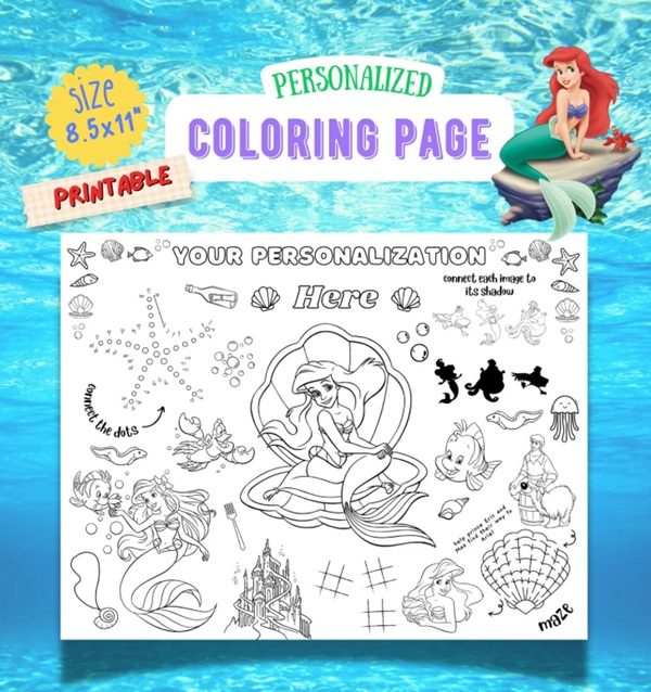 Little Mermaid Birthday coloring page