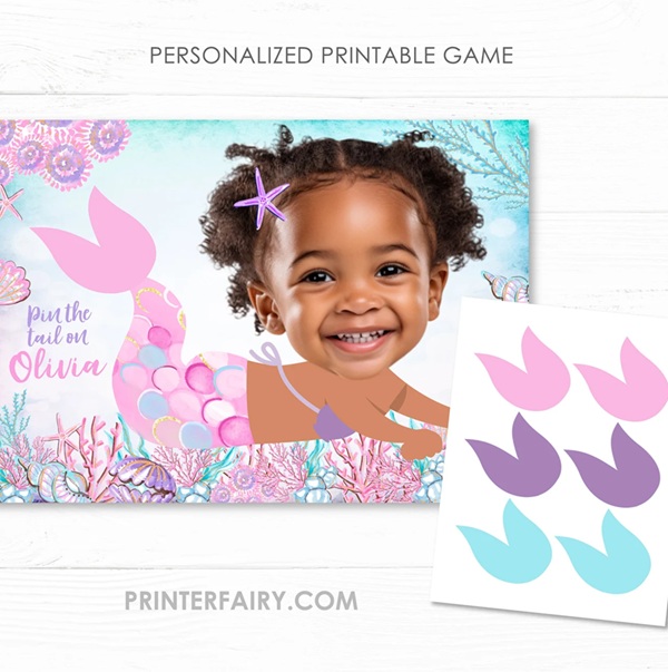 Mermaid Birthday Pin the tail game