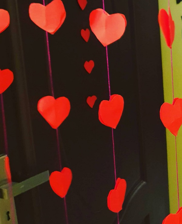 Paper rain heart hanging garland