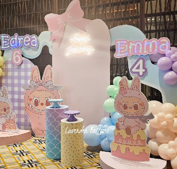 labubu birthday backdrop