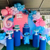 pink and blue 6th stitch birthday party ideas