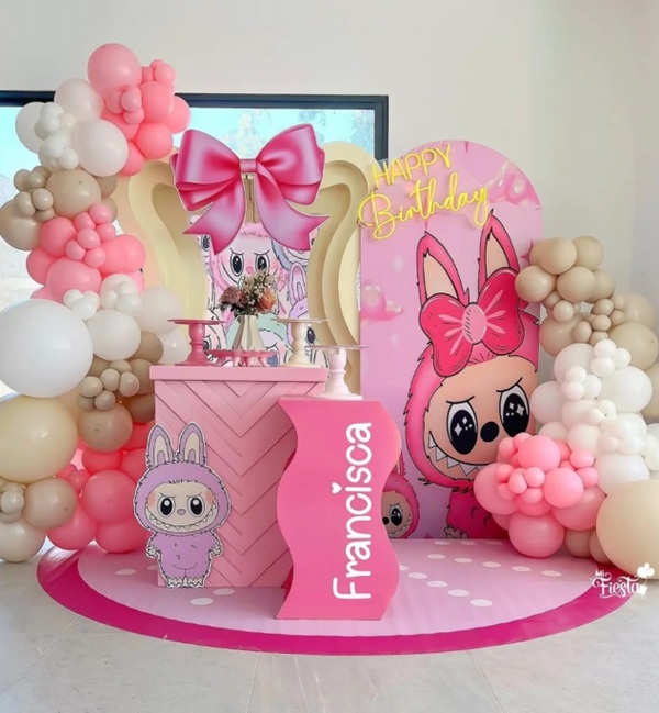 pink labubu party for birthday girl