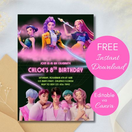 Free Editable Invitation kpop demon hunters netflix
