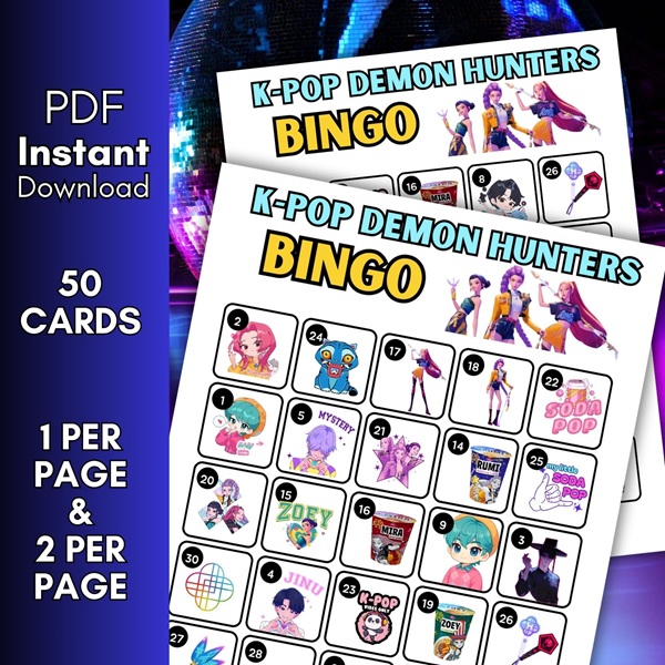 KPOP DEMON hunters birthday bingo cards