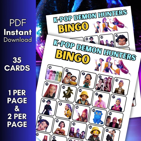 KPOP DEMON hunters birthday bingo cards