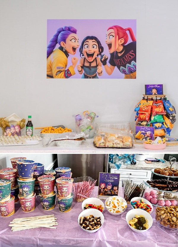 kpop demon hunters 8th birthday party food station