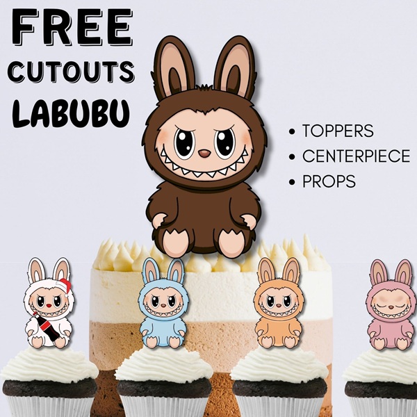 free labubu cupcake toppers