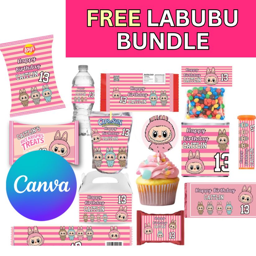 free pink labubu favor bundle party printable