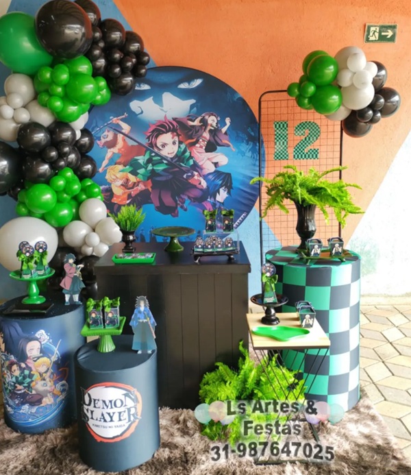 creative demon slayer birthday backdrop and decorations