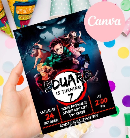 editable Demon Slayer Invitation